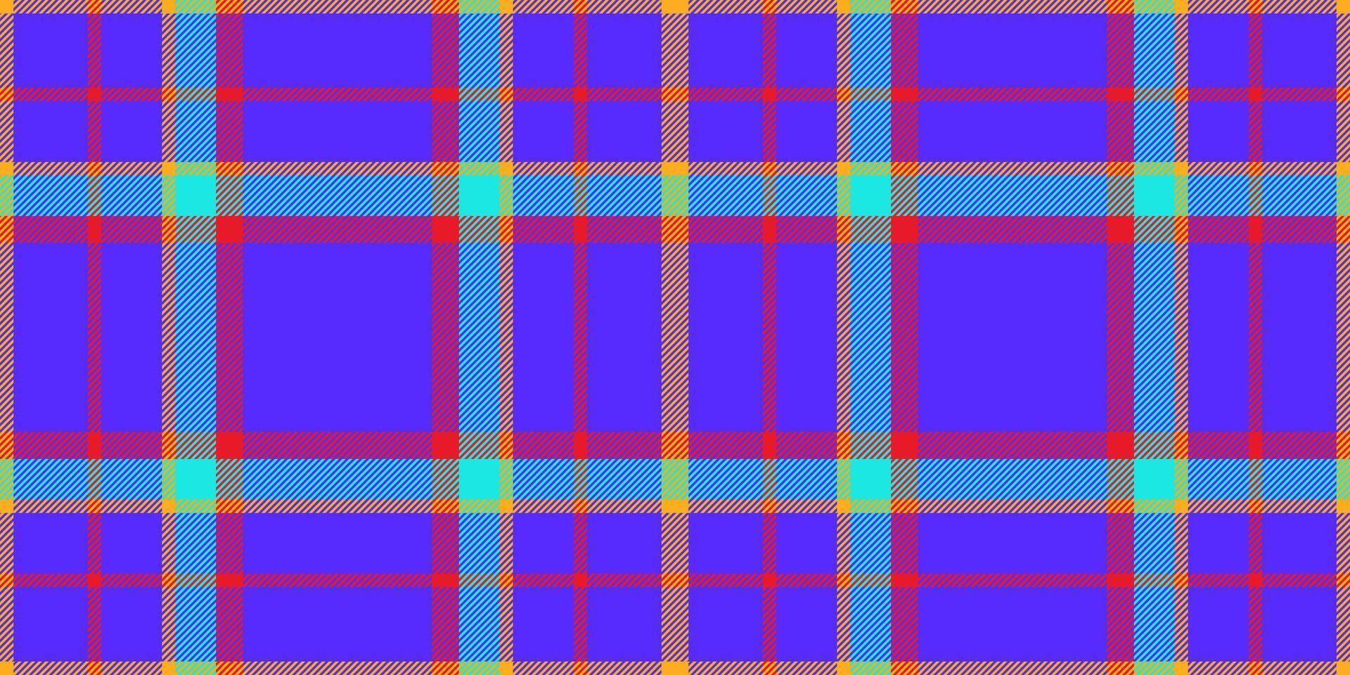 Vivid fabric tartan seamless, postcard plaid pattern texture. Poster textile check background in indigo and red colors. vector