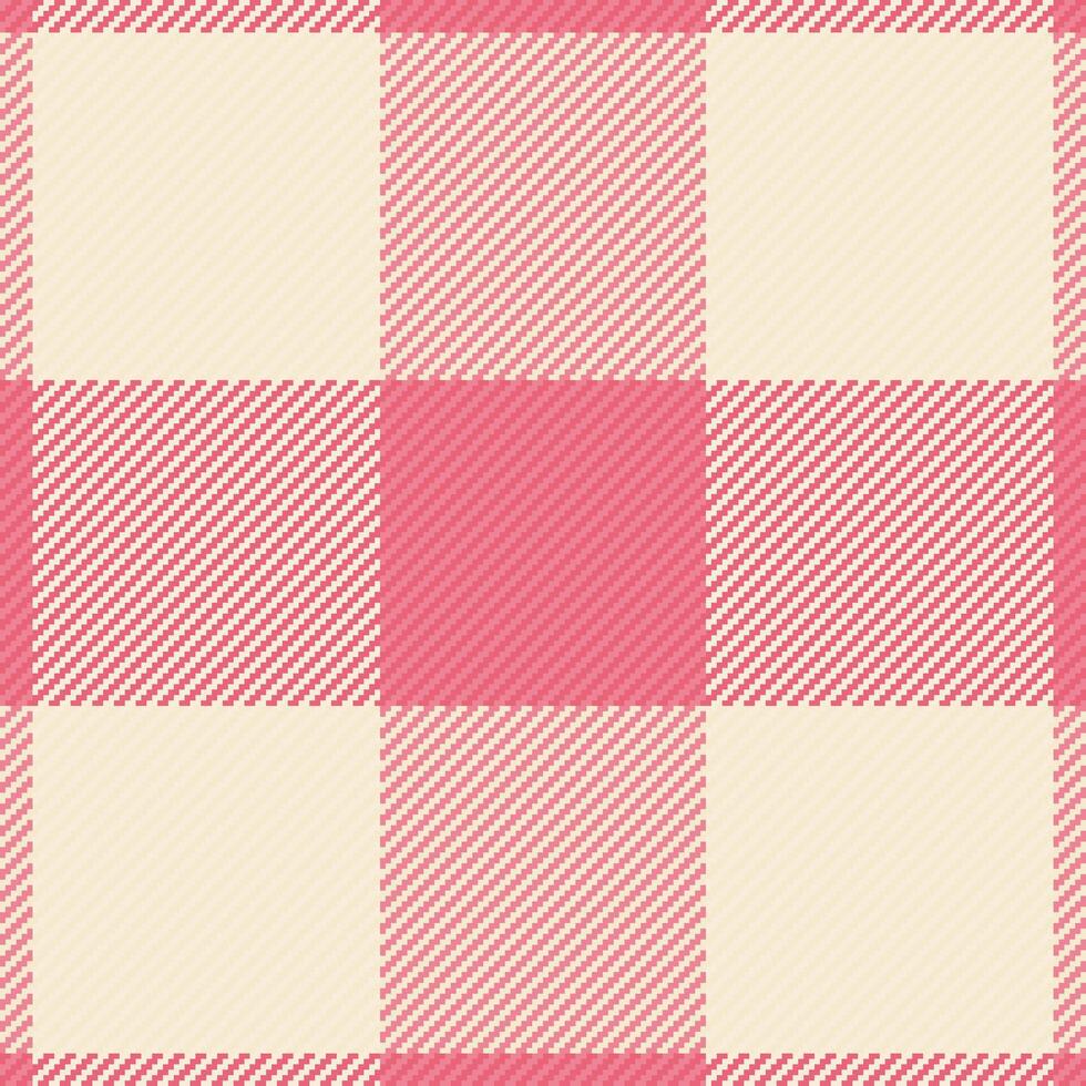 Robe texture fabric seamless, trade background check tartan. Contemporary plaid textile pattern in red and antique white colors. vector