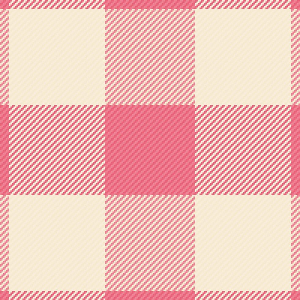 Robe texture fabric seamless, trade background check tartan. Contemporary plaid textile pattern in red and antique white colors. vector