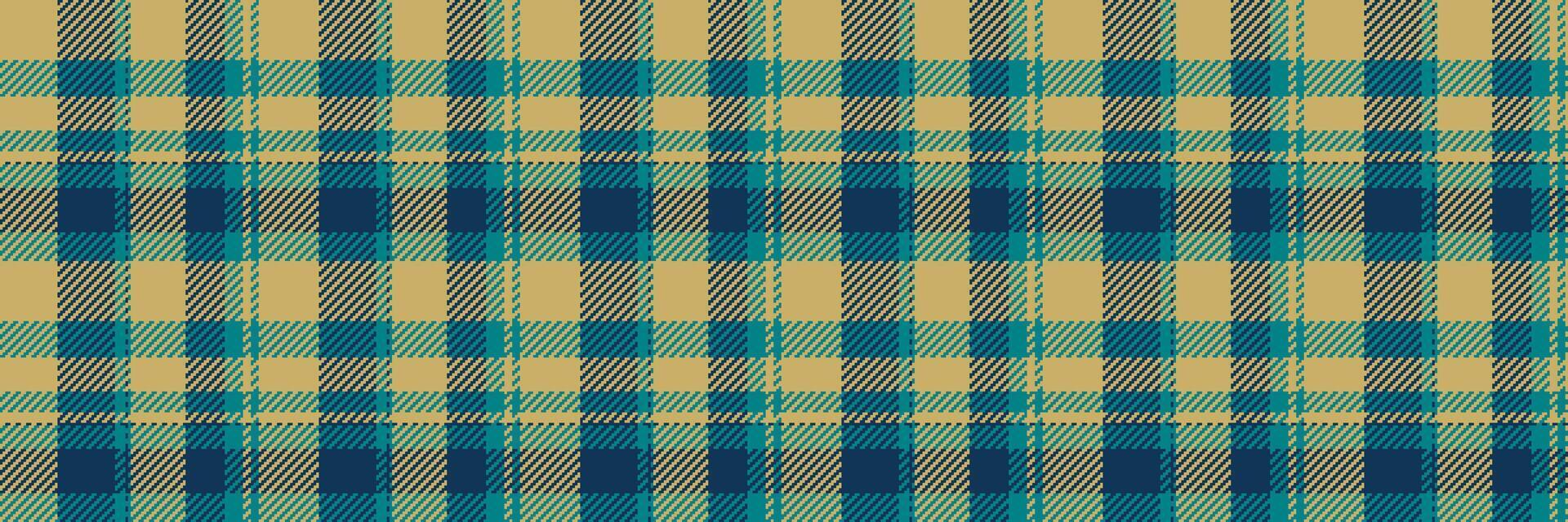 Mens shirt fabric seamless background, line check tartan textile. Abstract texture pattern plaid in cyan and amber colors. vector