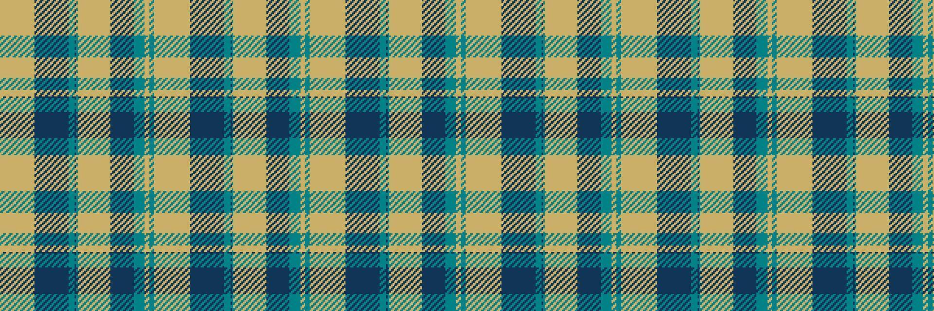 Mens shirt fabric seamless background, line check tartan textile. Abstract texture pattern plaid in cyan and amber colors. vector