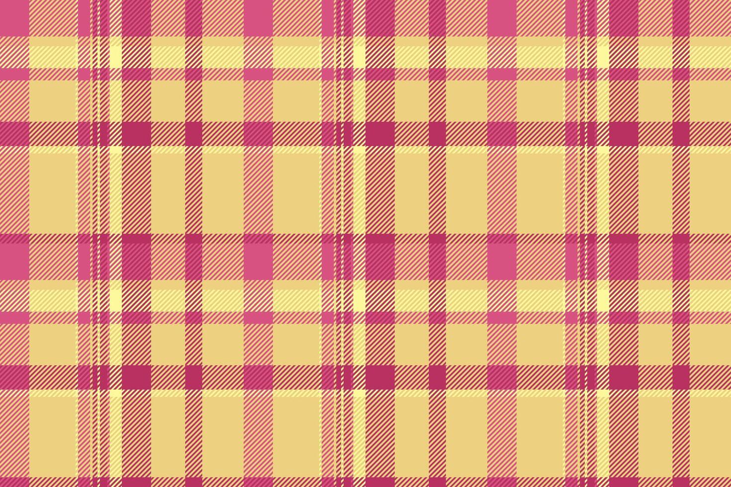 Choose textile plaid background, rural check fabric texture. Halftone seamless tartan pattern in pink and amber colors. vector