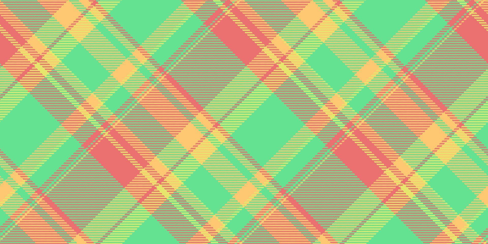 Bandanna texture background fabric, detailed tartan textile pattern. Woven plaid check seamless in green and red colors. vector