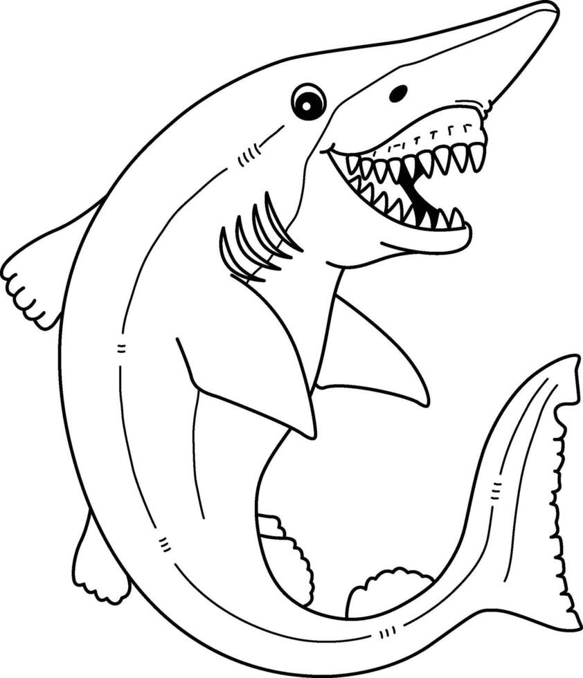 Goblin Shark Isolated Coloring Page for Kids vector