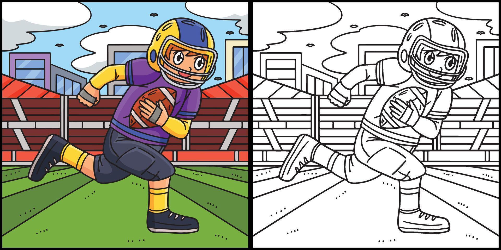 American Football Player Running Ball Illustration vector