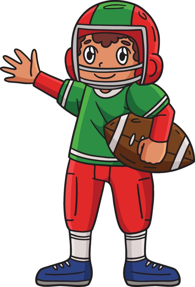 American Football Player Cartoon Colored Clipart vector