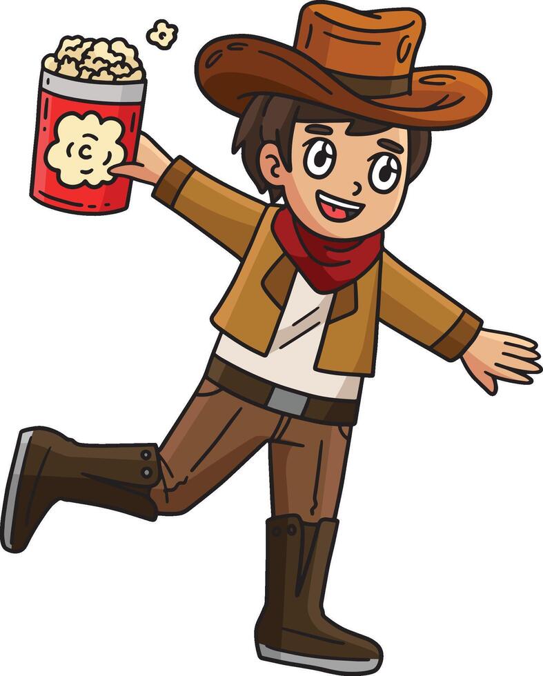 Circus in a Cowboy Outfit Cartoon Colored Clipart vector