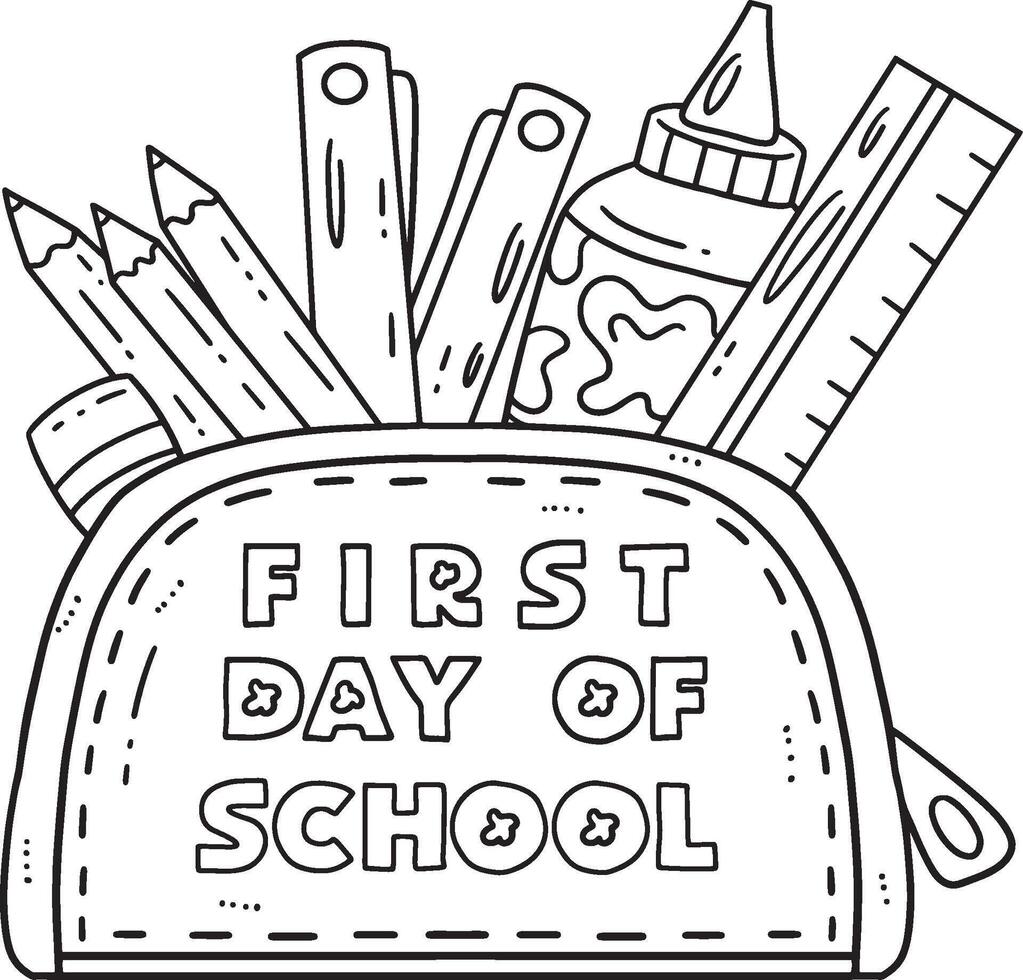 First Day of School on Pencil Case Isolated vector