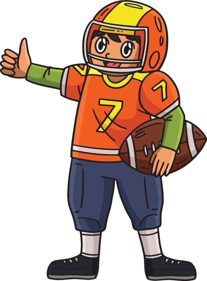 American Football Player Thumbs Up Cartoon Clipart vector