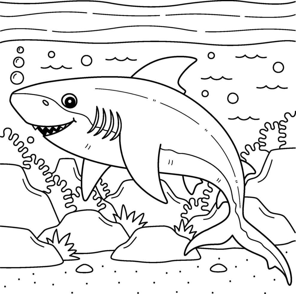 Bull Shark Coloring Page for Kids vector