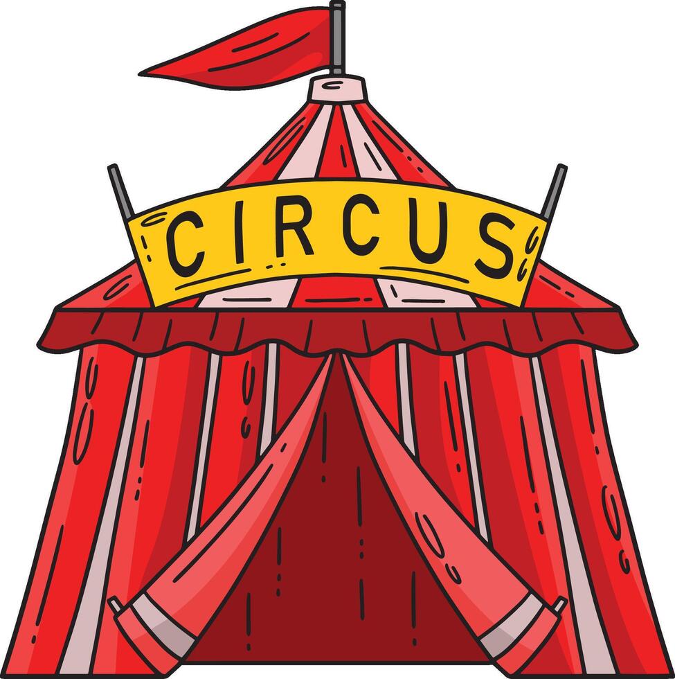 Circus Tent Cartoon Colored Clipart Illustration vector