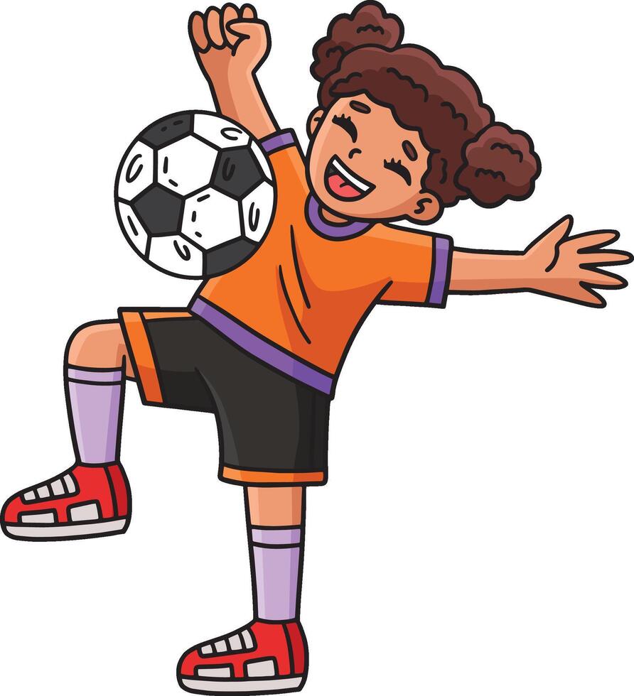 Girl Bouncing a Soccer Ball Off Chest Clipart vector