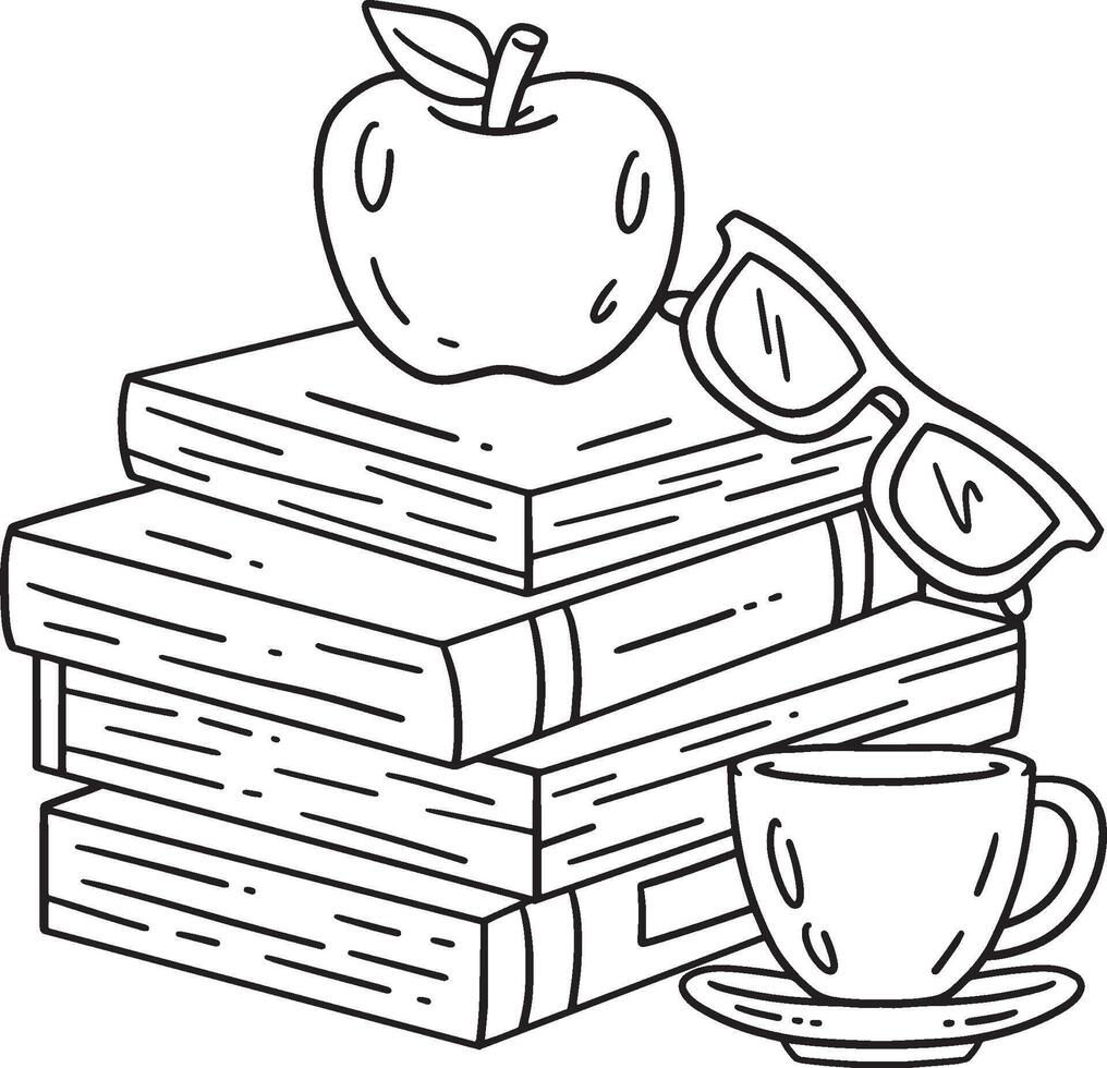 First Day of School Textbooks and Apple Isolated vector