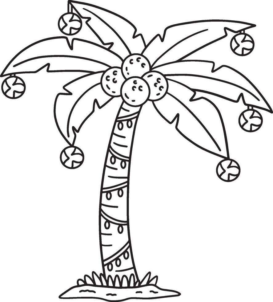 Christmas in July Coconut Tree Isolated Coloring vector
