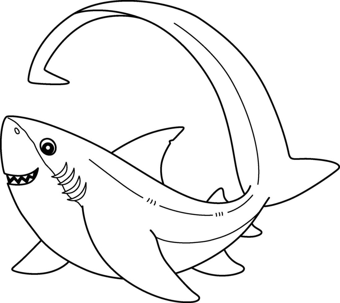 Thresher Shark Isolated Coloring Page for Kids vector