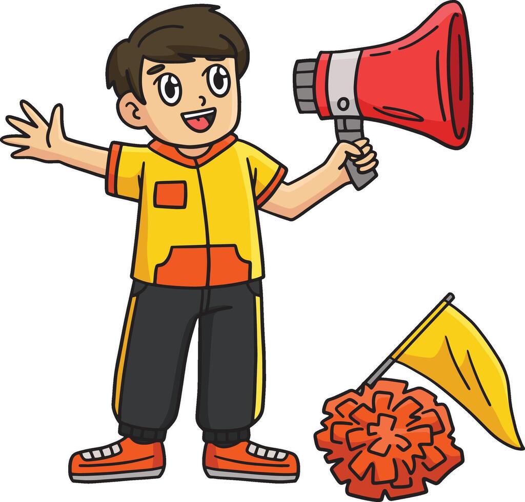 Cheerleading Male Choreographer Cartoon Clipart vector