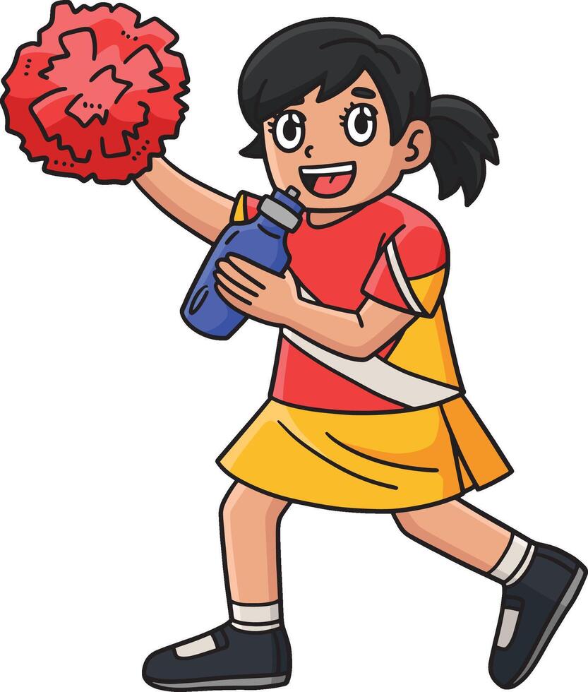 Cheerleader Girl Sports Bottle Cartoon Clipart vector