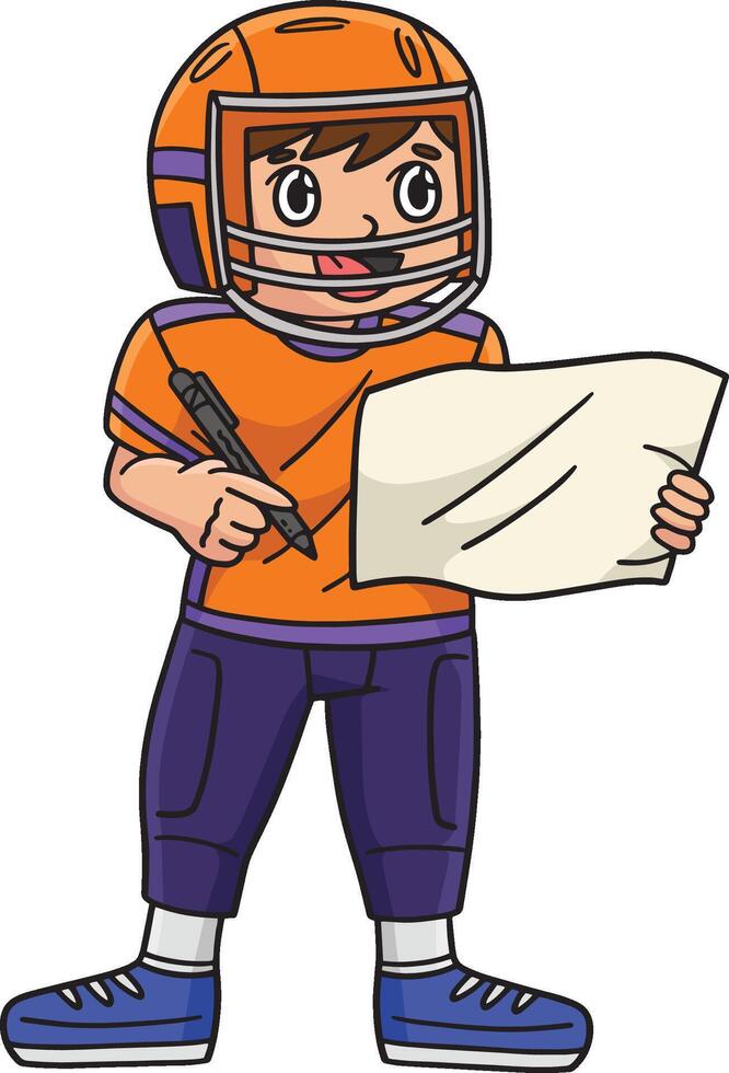 American Football Player Signing Autograph Clipart vector