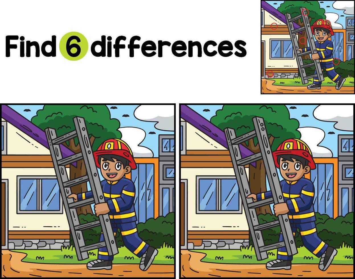 bombero con un escalera encontrar el diferencias vector