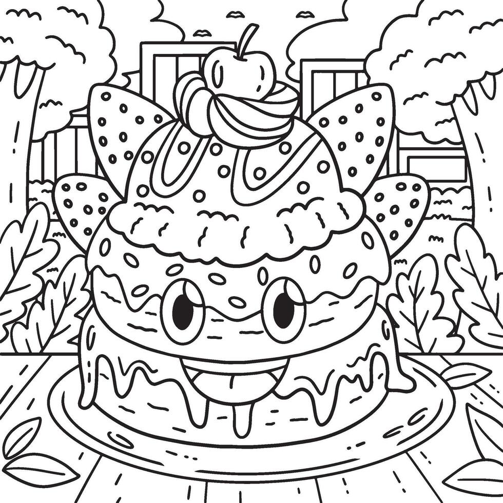 Ice Cream Donut Coloring Page for Kids vector