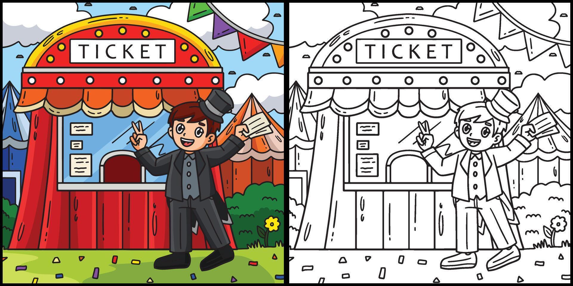 Circus Seller and Ticket Booth Illustration vector