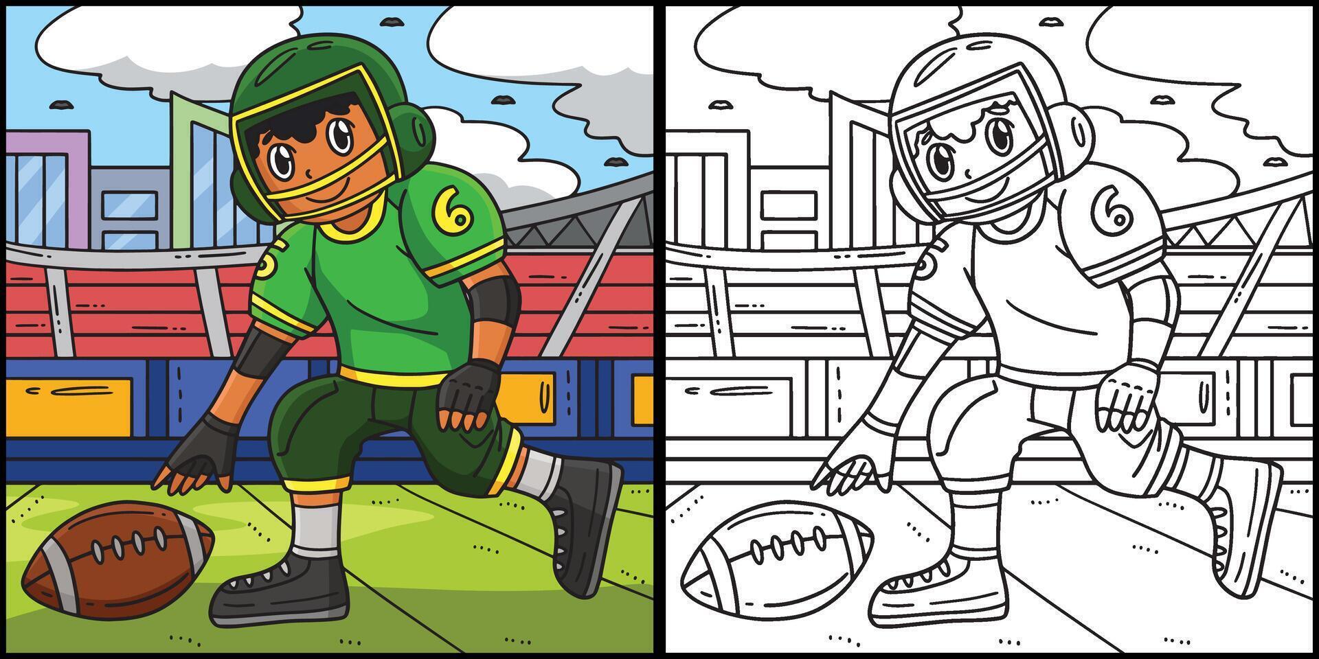 American Football Player with a Ball Illustration vector