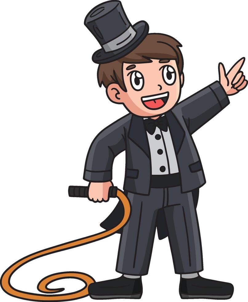 Circus Ring Master with Whip Cartoon Clipart vector