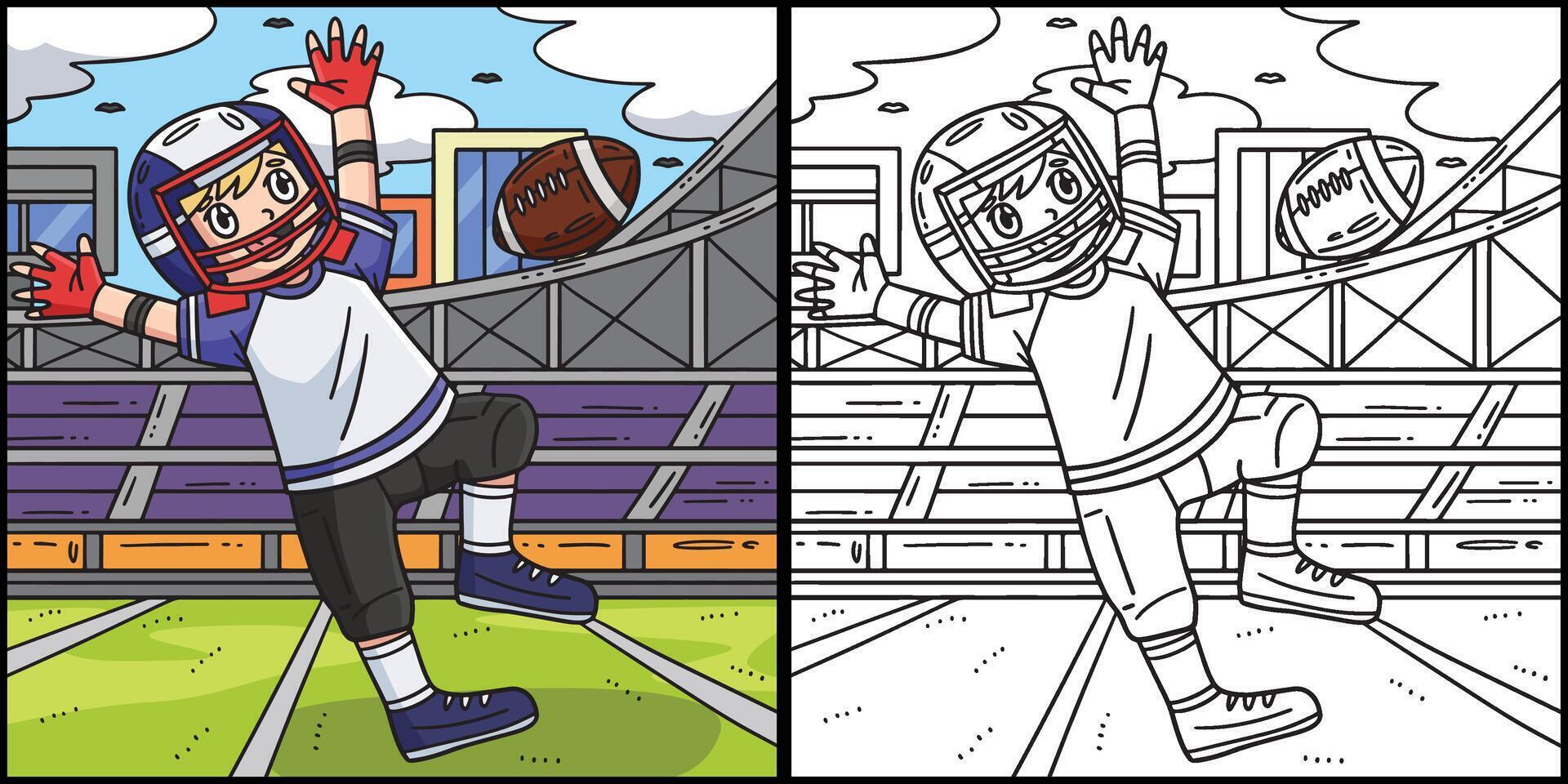 American Football Player with a Ball Illustration vector