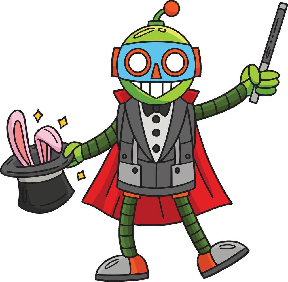 robot mago dibujos animados de colores clipart vector