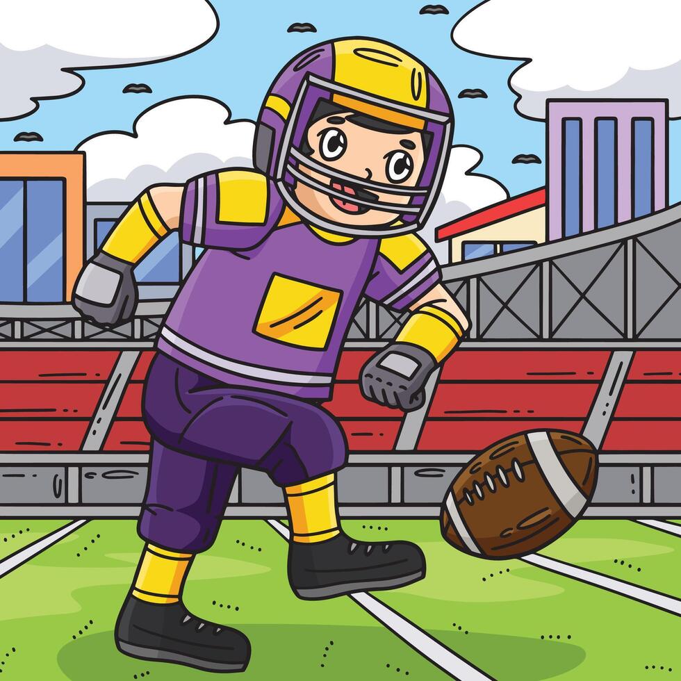 American Football Player Kicking Ball Colored vector