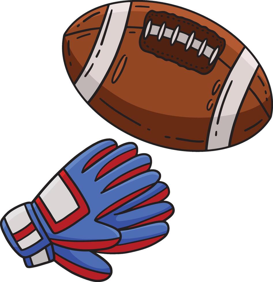 americano fútbol americano y Grillo guantes clipart vector