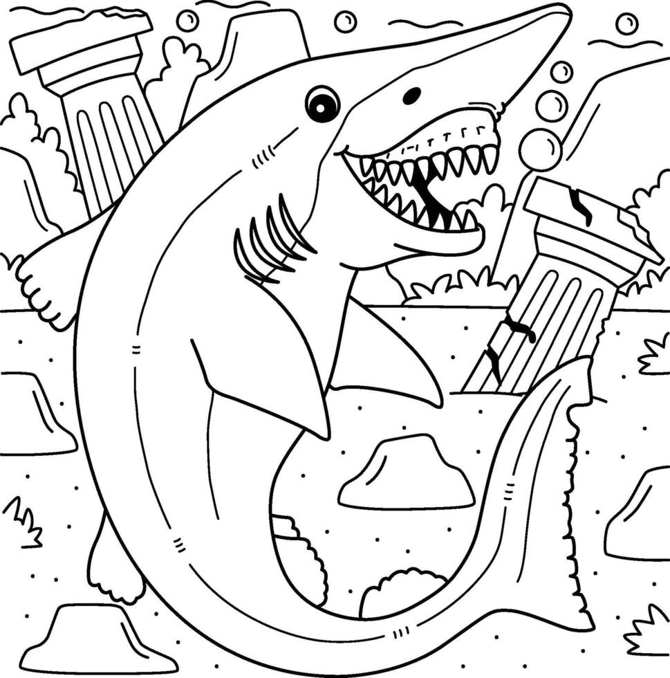 Goblin Shark Coloring Page for Kids vector