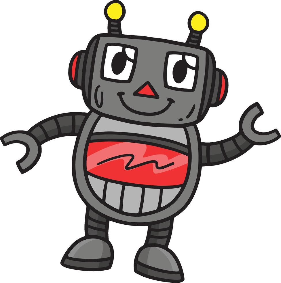 Robot Toy Cartoon Colored Clipart Illustration vector