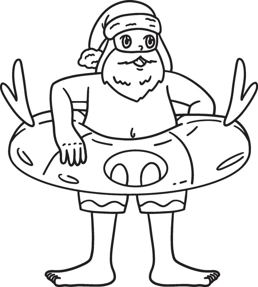 Christmas in July Santa with Floater Ring Isolated vector