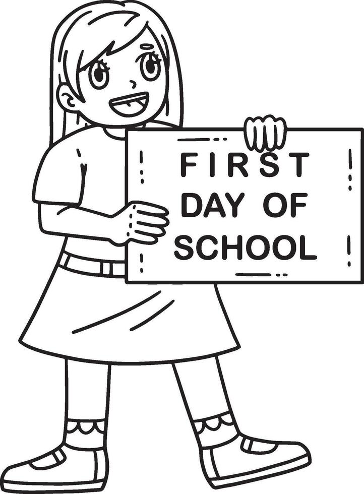 primero día de colegio niño con un bandera aislado vector