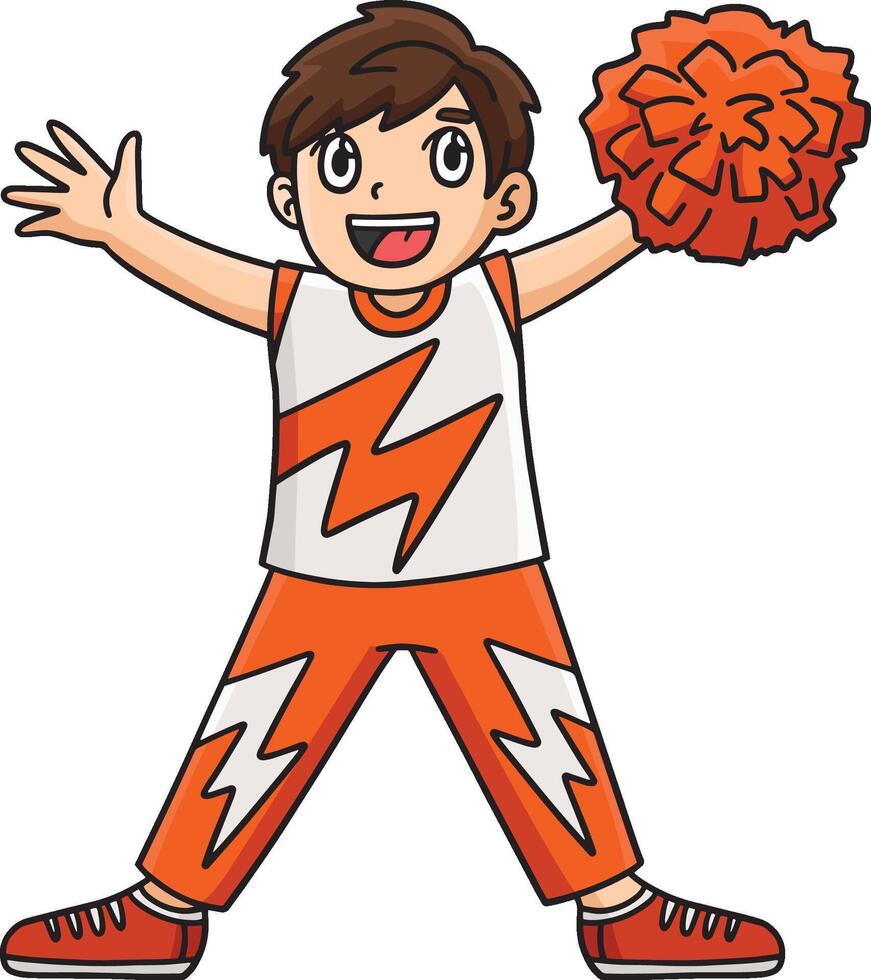 Cheerleading Happy Boy Cheerleader Waving Clipart vector