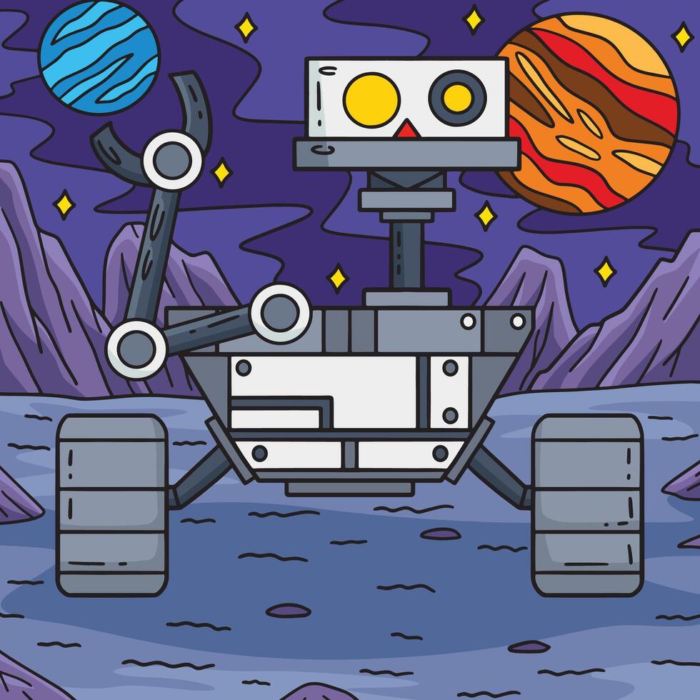 Rover Robot Colored Cartoon Illustration vector