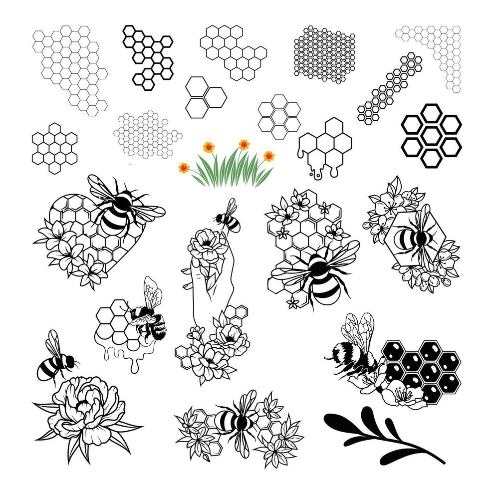 drawing on the theme of honey and beekeeping. vector