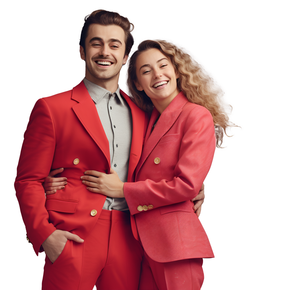 Portrait of Young couple happy smiling and standing posing together png