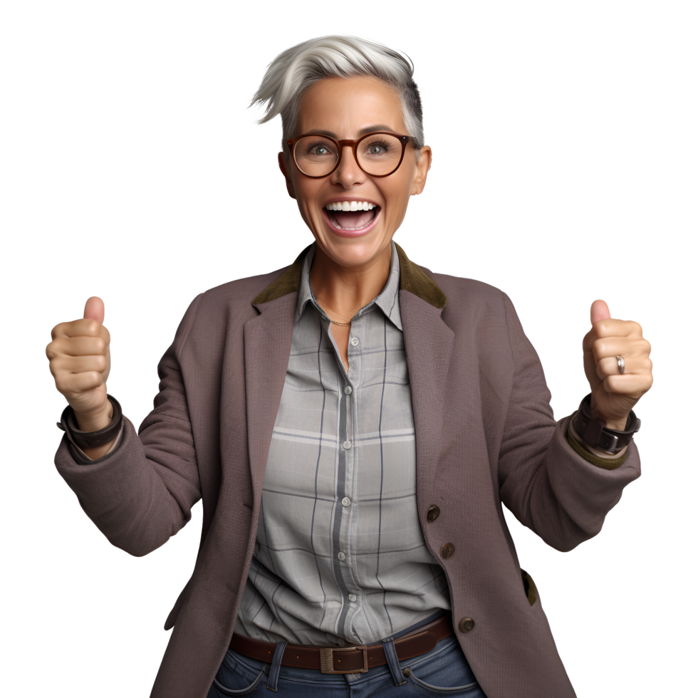 Portrait of a middle aged woman happy smiling and standing posing png