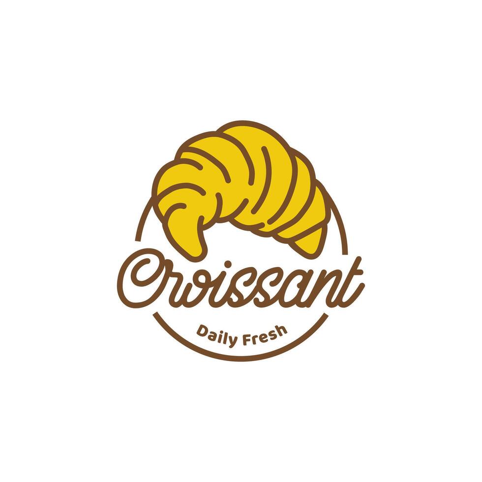 illustration of a bakery shop logo icon, with home made croissant vector