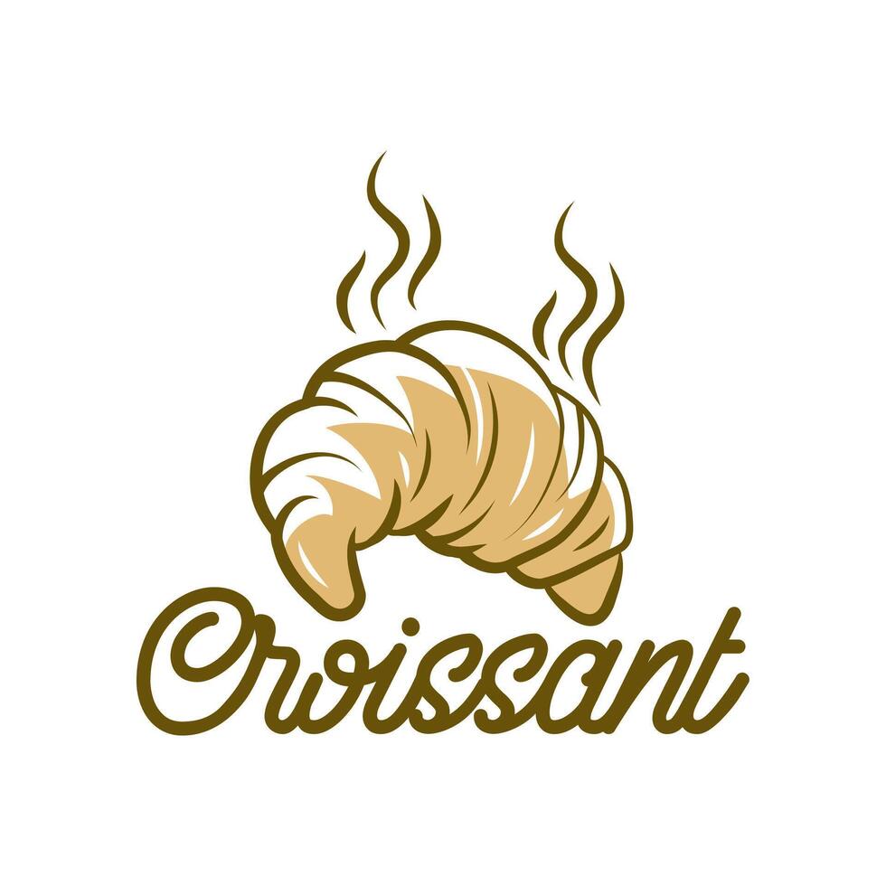 illustration of a bakery shop logo icon, with home made croissant vector