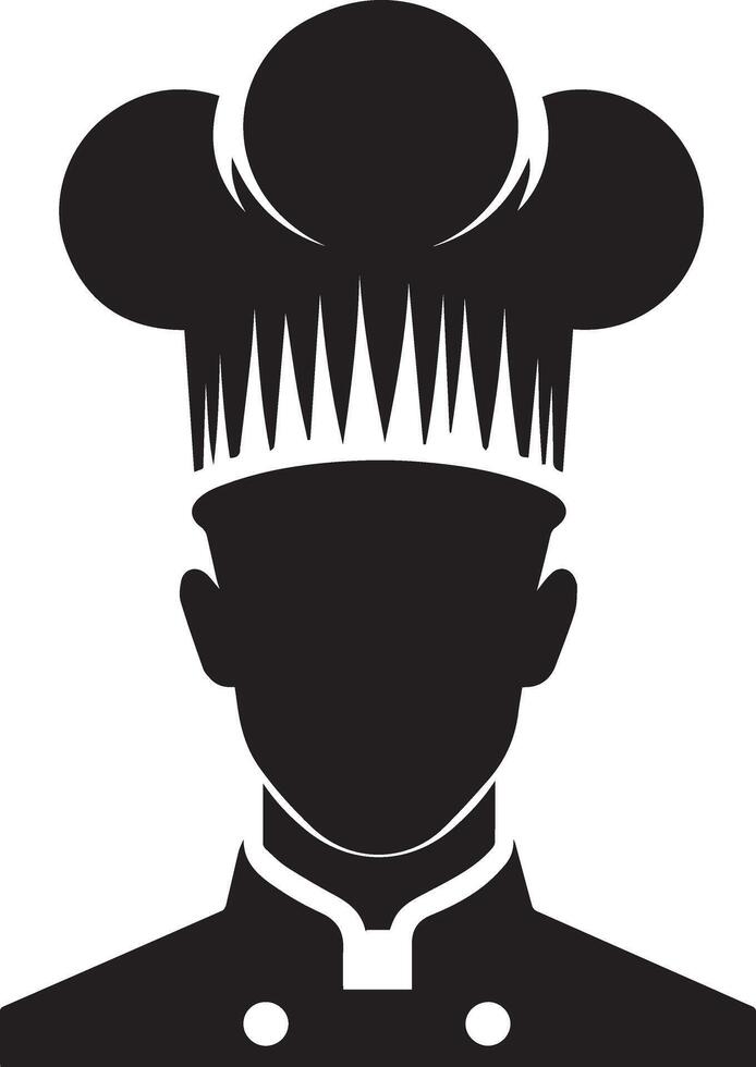 minimal chef uniform and face silhouette, silhouette, black color, white background 6 vector