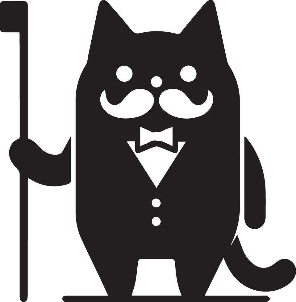 Minimal Funny Character, Mr. cat, silhouette, black color silhouette, white background 5 vector