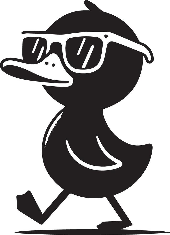 MR. Duck Funny Carton Character silhouette, Duck Wear a sun glass 4 vector