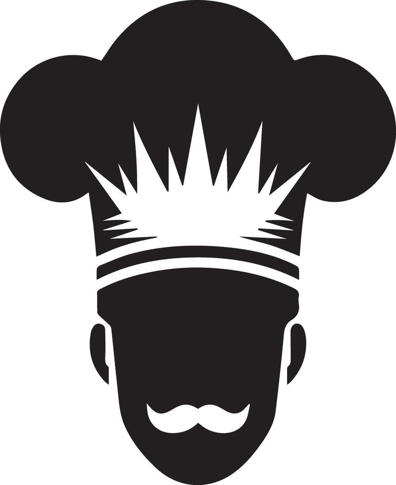 mínimo cocinero uniforme y cara silueta, silueta, negro color, blanco antecedentes 9 9 vector