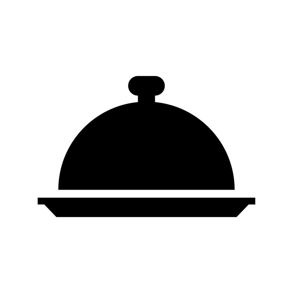 comida bandeja cubrir símbolo icono en negro y blanco gráfico. vector