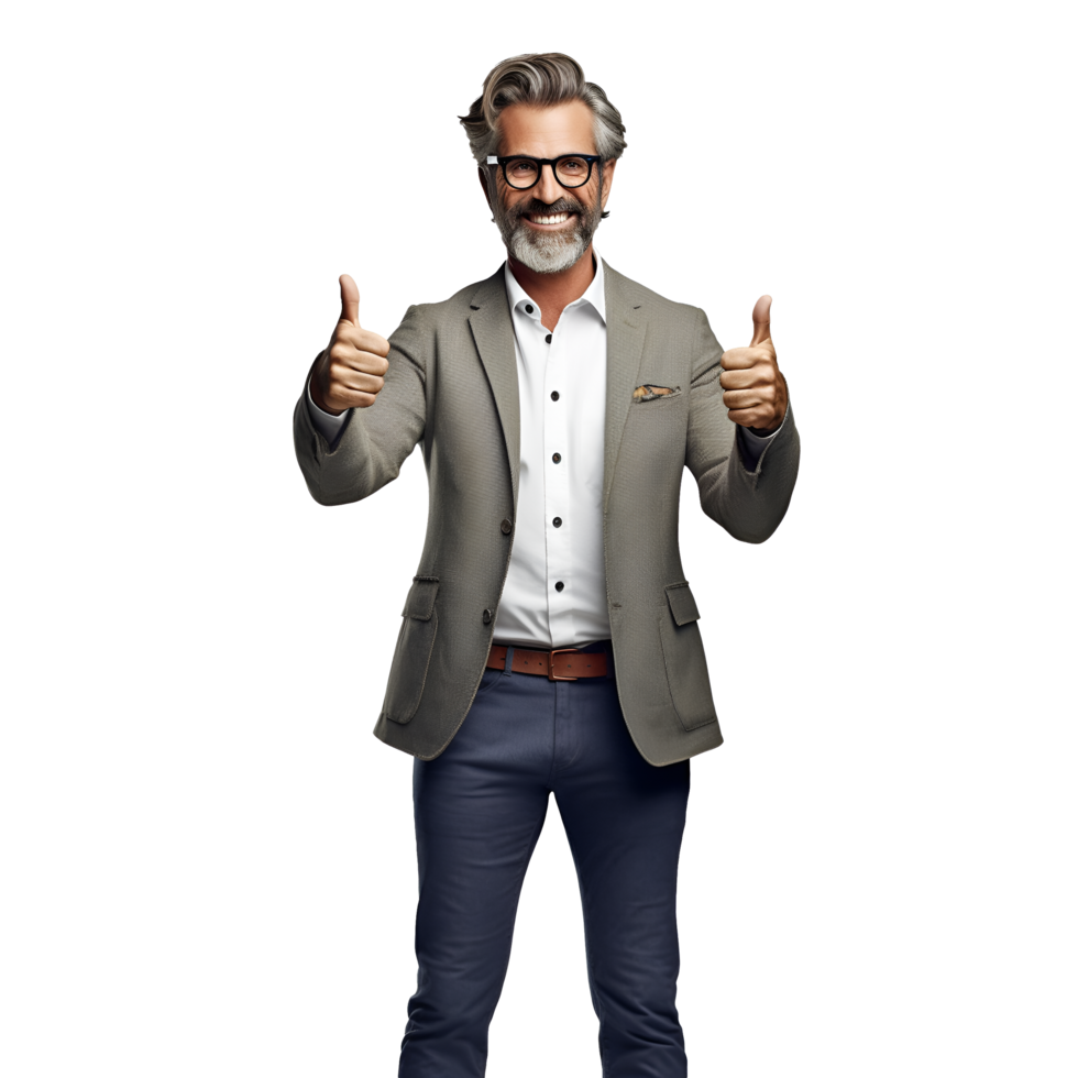 Portrait of a middle aged businessman happy smiling and standing posing png