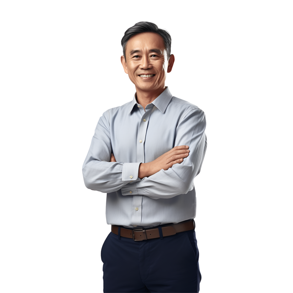 Portrait of a middle aged businessman happy smiling and standing posing png