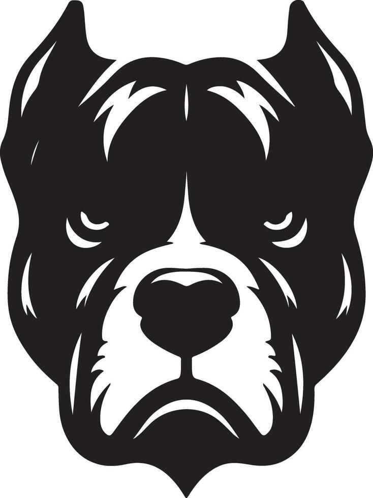 minimal angry Pitbull dog silhouette, black color silhouette 26 vector